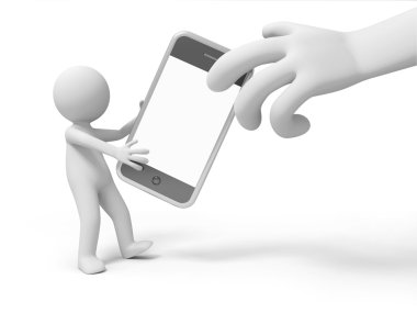 cep telefonunuzdaki bir 3d adam 3d bir el alma