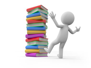 3d kişi bir kitap yığını tarafından şaşırttı