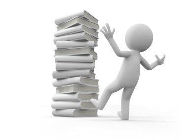 3d kişi bir kitap yığını tarafından şaşırttı