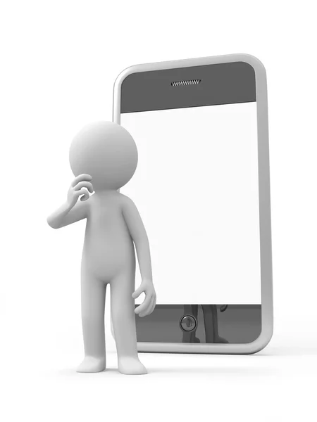 En 3d man tänker tillbaka på en mobiltelefon — Stockfoto