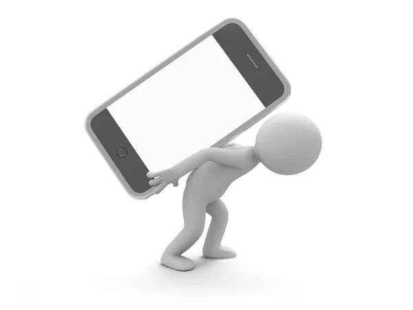 A 3d man carrying a mobile phone — Stock Photo, Image