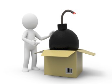 bomba bir kutu alarak bir 3d insan