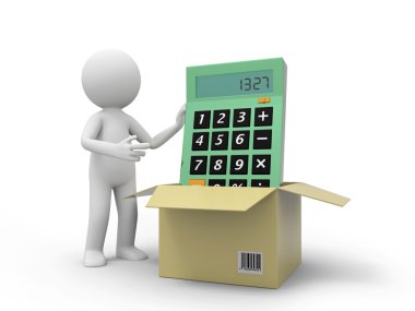 hesap makinesi alarak bir kutudan 3d insan