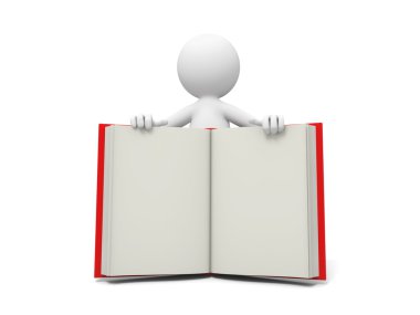 3d bir kişi için açık bir kitap gösterilen