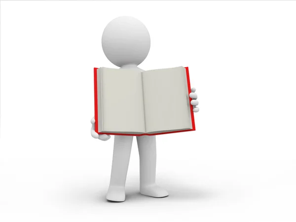 A 3d person carrying an opened book — Stock Photo, Image