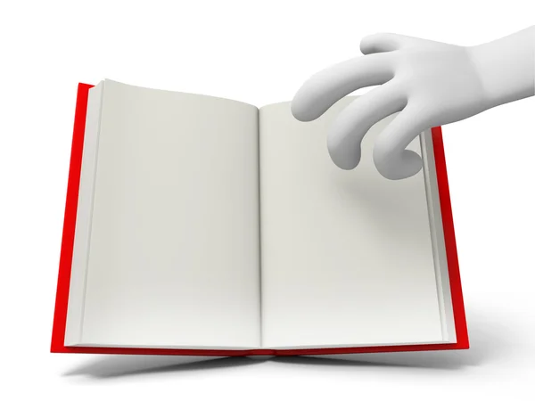 A 3d hand taking an opened book — Stock Photo, Image