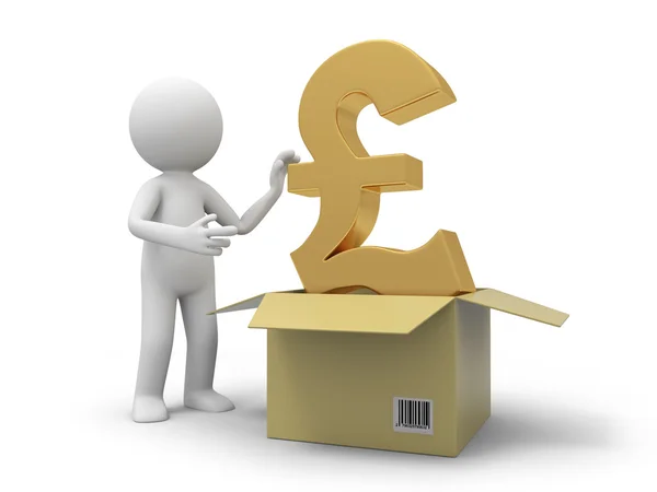 A 3d person taking a money symbol from a box — Stock Photo, Image