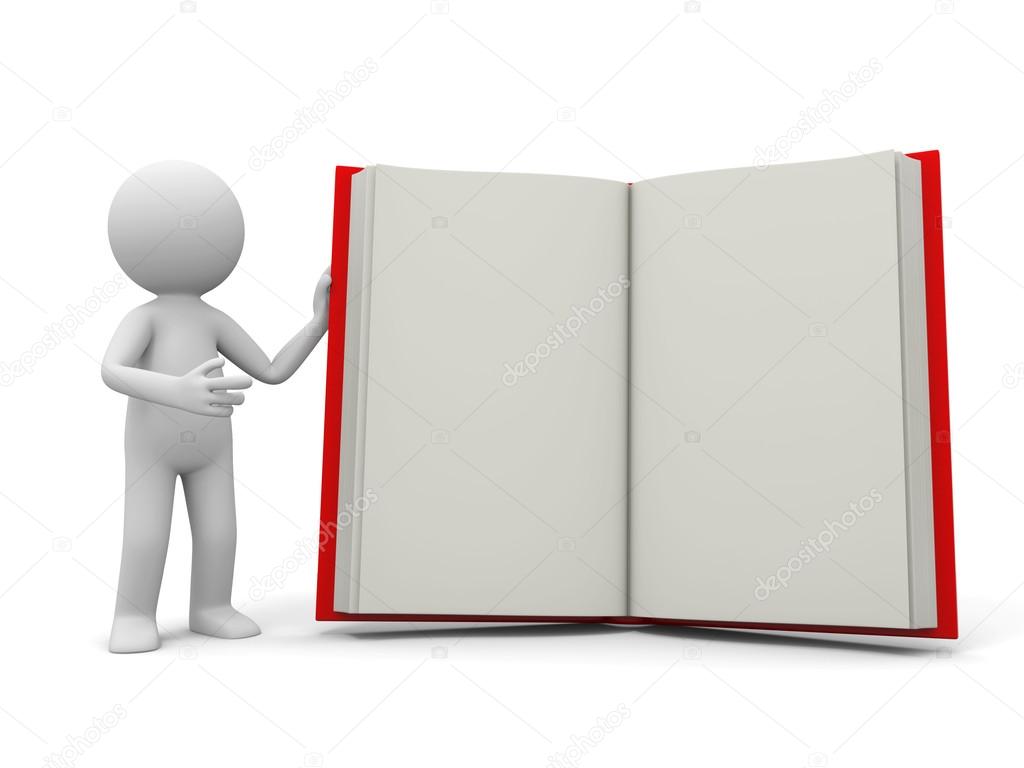 A 3d person introducing the book to the