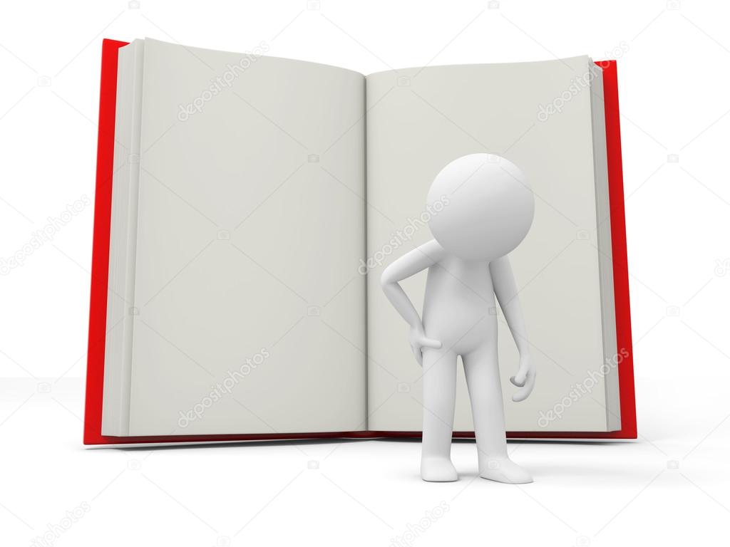 A 3d person losing his spirits back to an opened book