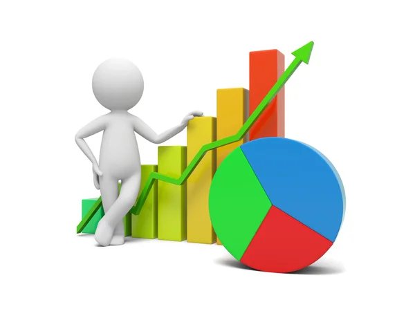 Human character and bar chart — Stock Photo, Image