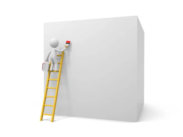 Man met ladder — Stockfoto