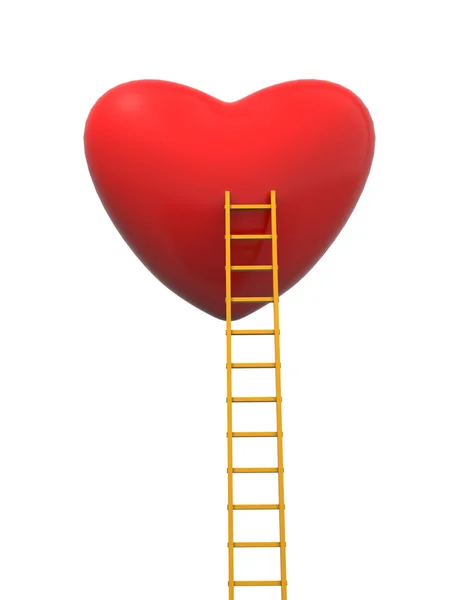 Merdiven ve kırmızı kalp — Stok fotoğraf