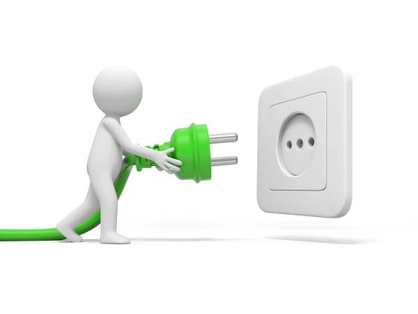 Man with plug — Stock Photo, Image