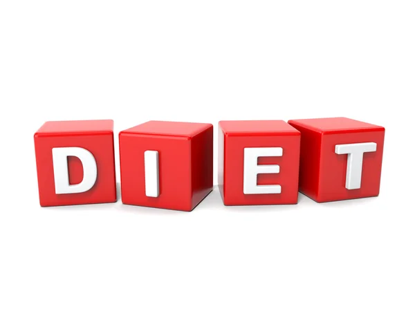 Napis na kostki czerwone, dieta — Zdjęcie stockowe