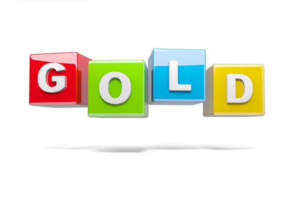 Inskriften på kuber av rött, guld — Stockfoto