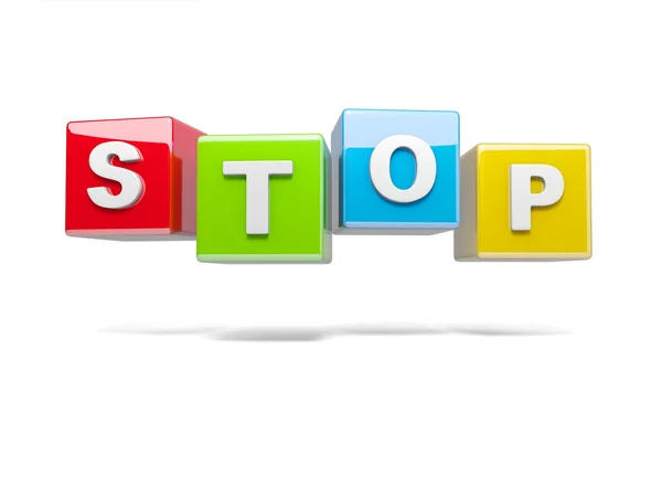 Iscrizione sui cubi di rosso, stop — Foto Stock