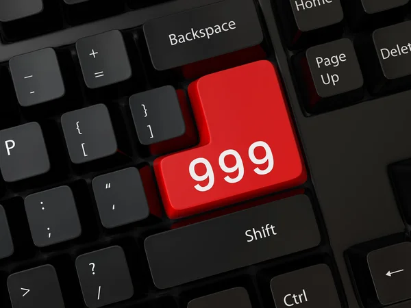 Tastatur mit einem Wort 999 — Stockfoto