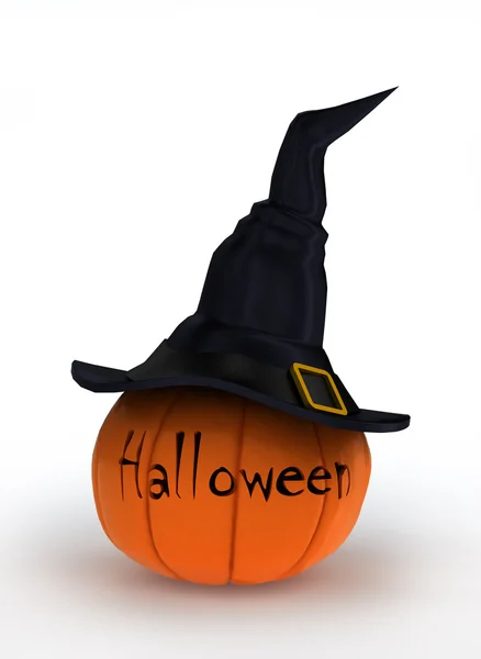 Halloween-Kürbis mit magischem Hexenhut — Stockfoto
