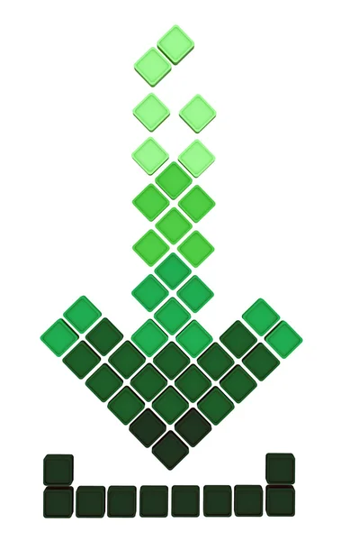 Download arrow icon made of the falling green gradient cubes — Stock Photo, Image