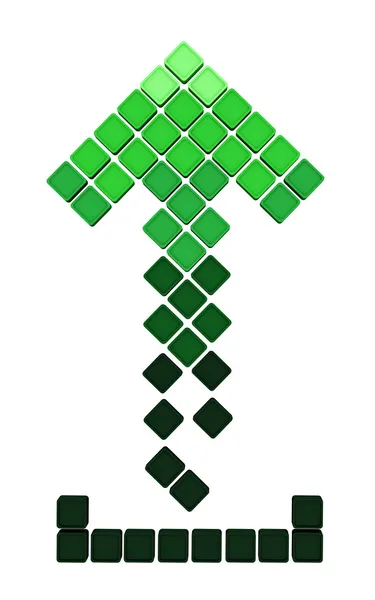 Upload arrow icon made of the green gradient cubes — Stock Photo, Image