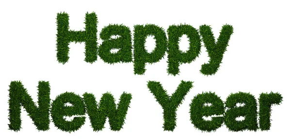 Happy New Year inscription made ​​of twigs Christmas trees — Stock Photo, Image