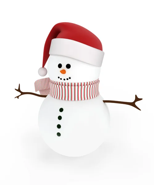 Snowman in the cap of Santa Claus. — Stock Photo, Image