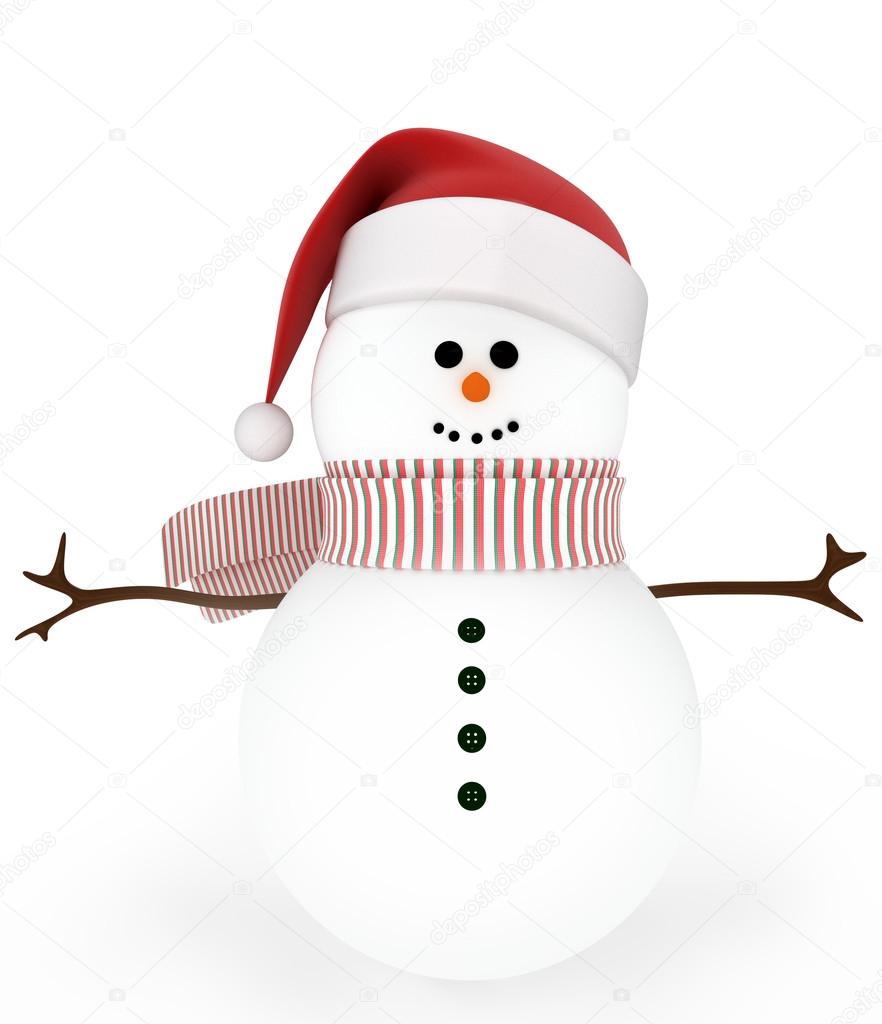 Snowman in the cap of Santa Claus.