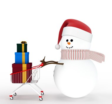 bir alışveriş sepeti hediye kutusu ile tahrik kardan adam