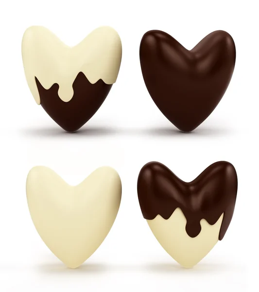 Set of chocolate hearts on Valentine's Day — Stock Photo, Image