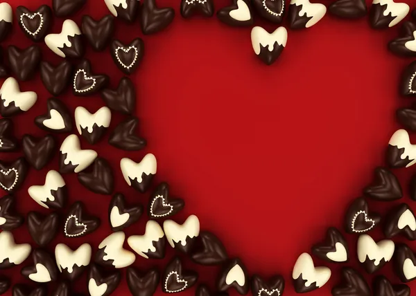 Čokoládové bonbóny srdce — Stock fotografie