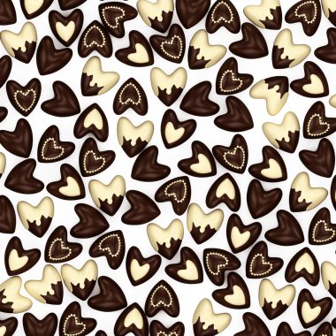 beyaz zemin üzerine çikolata şeker Kalpler