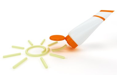 tube of sunscreen with a painted sun cream clipart