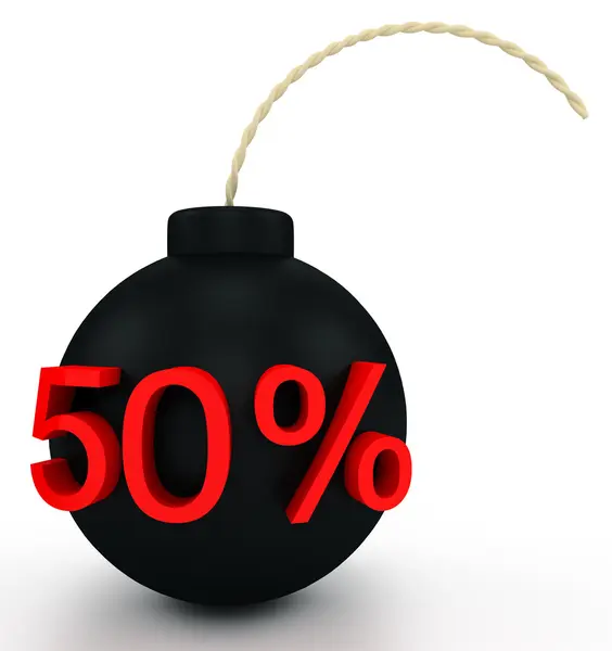 Illustration of sale. bomb at a discount in the form of a red label — Stock Photo, Image