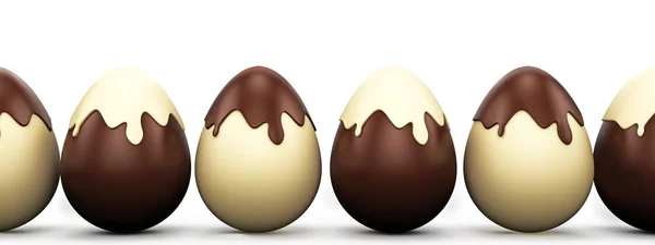 Velikonoční vejce sladkosti vyrobené z bílé a tmavé čokolády. — Stock fotografie
