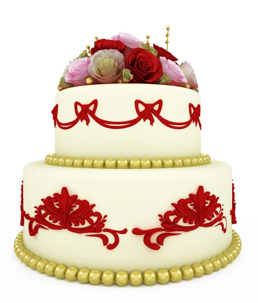 複数層の結婚式のお祝いのケーキ — ストック写真