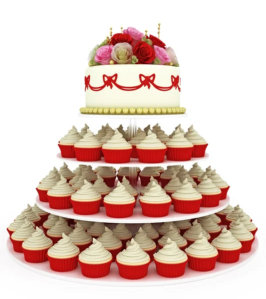 Multi tiered wedding celebration cake — Stock Photo, Image