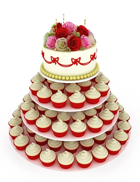 Multi tiered wedding celebration cake — Stock Photo, Image