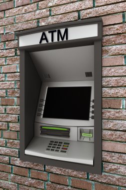 otomatik vezne makinesi bir tuğla duvar