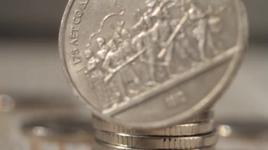 Borodino Savaşı 'nın Sovyet madeni para yıldönümü masaya serildi. Makro manzara. Sığ alan derinliği