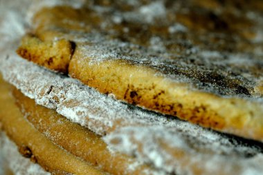 Taze pişmiş kek malzemelerini yakından çek. Sığ alan derinliği