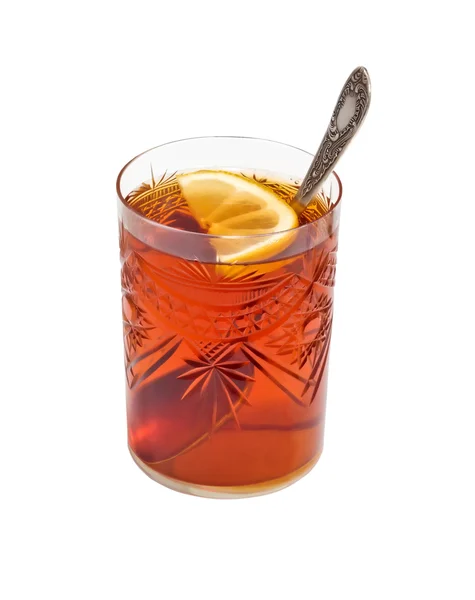 Tea glass with a lemon — Stock Photo, Image
