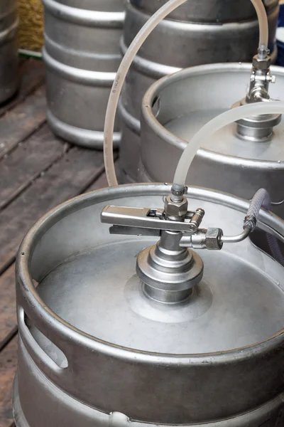 Metal kegs of beer — Stock Photo, Image