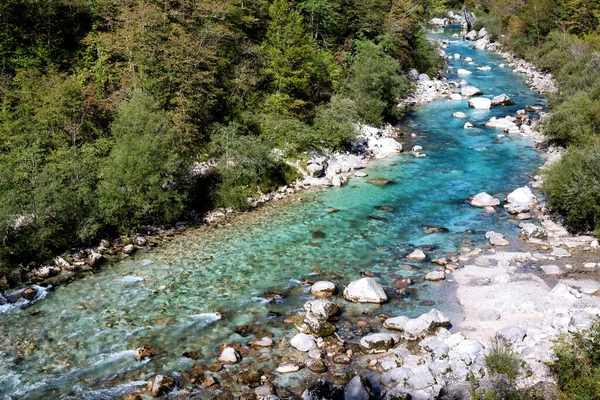 Très Belle Rivière Bleue Soca Kobarid Slovénie Photo Haute Qualité — Photo
