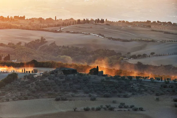Pitoreske Regio Toscane Weg Vlammen Italië Hoge Kwaliteit Foto — Stockfoto