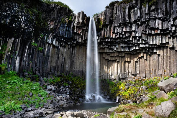 Cascata Svartifoss Bella Isola Vulcanica Nell Oceano Islanda Foto Alta Immagine Stock