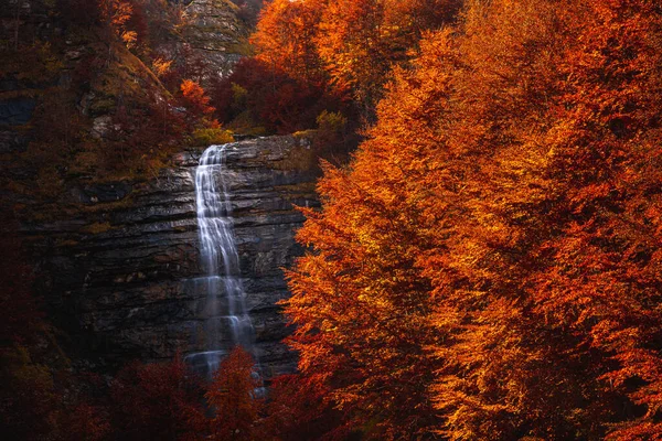 Morricana Wasserfälle Monti Della Laga Abruzzen Italien Der Gesamten Herbstsaison — Stockfoto