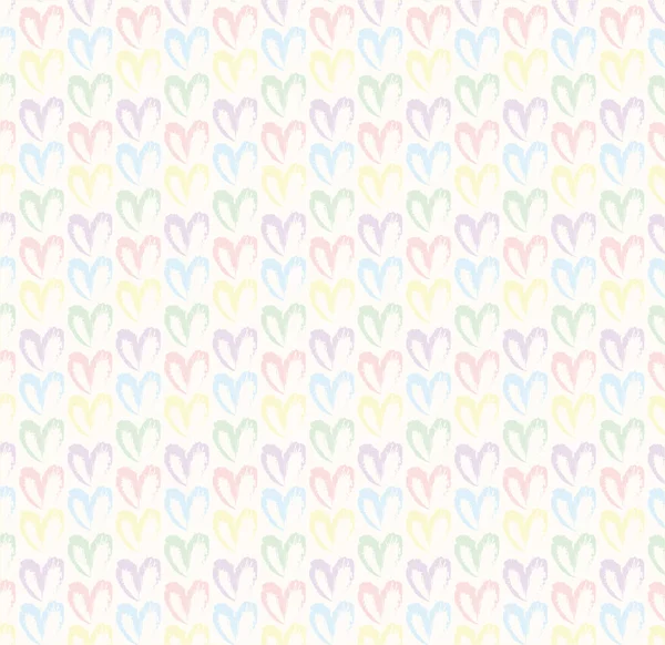 Bezešvé Vzor Ručně Kreslené Jednoduché Srdce Pastelové Duhové Barvy Béžové — Stock fotografie