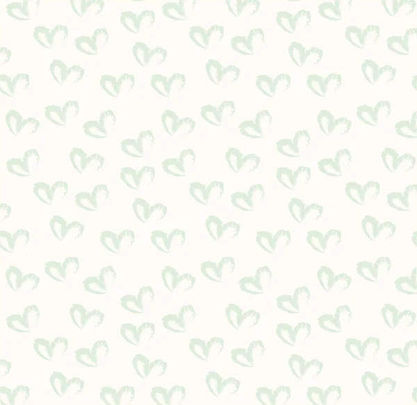 Bezešvé Vzor Ručně Kreslené Jednoduché Srdce Pastelové Zelené Barvě Béžové — Stock fotografie