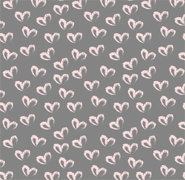 Seamless Pattern Hand Drawn Simple Hearts Pastel Red Color Gray — Stock Photo, Image