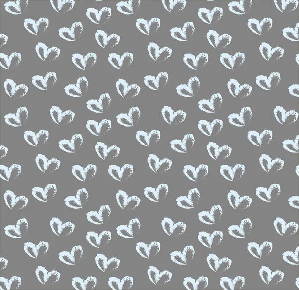 Bezešvé Vzor Ručně Kreslené Jednoduché Srdce Pastelové Modré Barvě Šedém — Stock fotografie